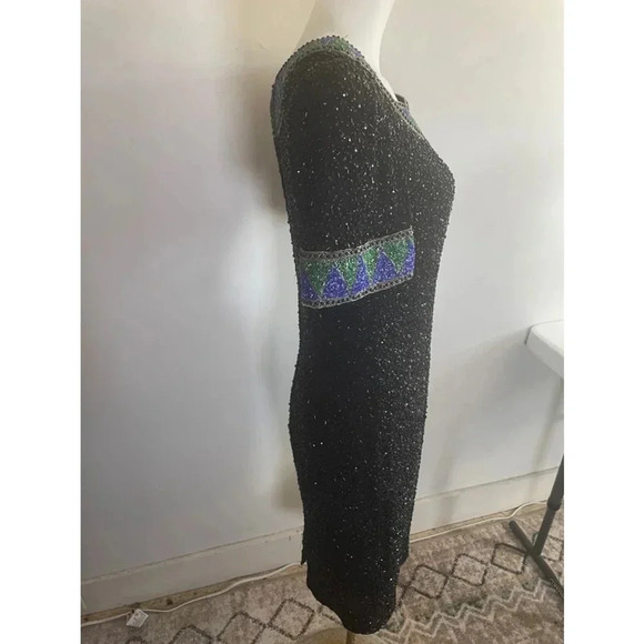 Vintage 80’s Niteline by Della Roufogali Beaded Sequin Black Cocktail Dress 0170 - Picture 6 of 16